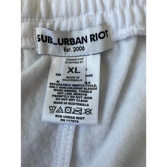 SUB_URBAN RIOT Sweatpants in White with Laguna Rainbow Stripe on Leg XL - Picture 4 of 13